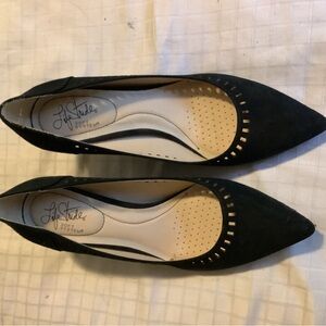 Life Stride black suede look, kitten heel